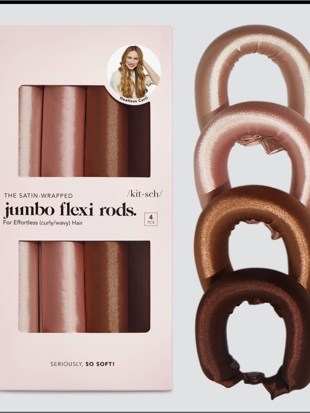 kit+sch Jumbo Satin Flexi Rods - Rose Gold & Bronze Set price firm
